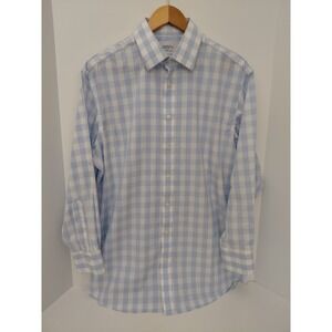Charles Tyrwhitt Dress Shirt‎ Mens 16 in /33 in Blue White Non Iron London
